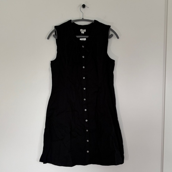 NWT J Crew Ruffle tie-neck Sleeveless Black mini dress A-line button front size - Picture 4 of 13